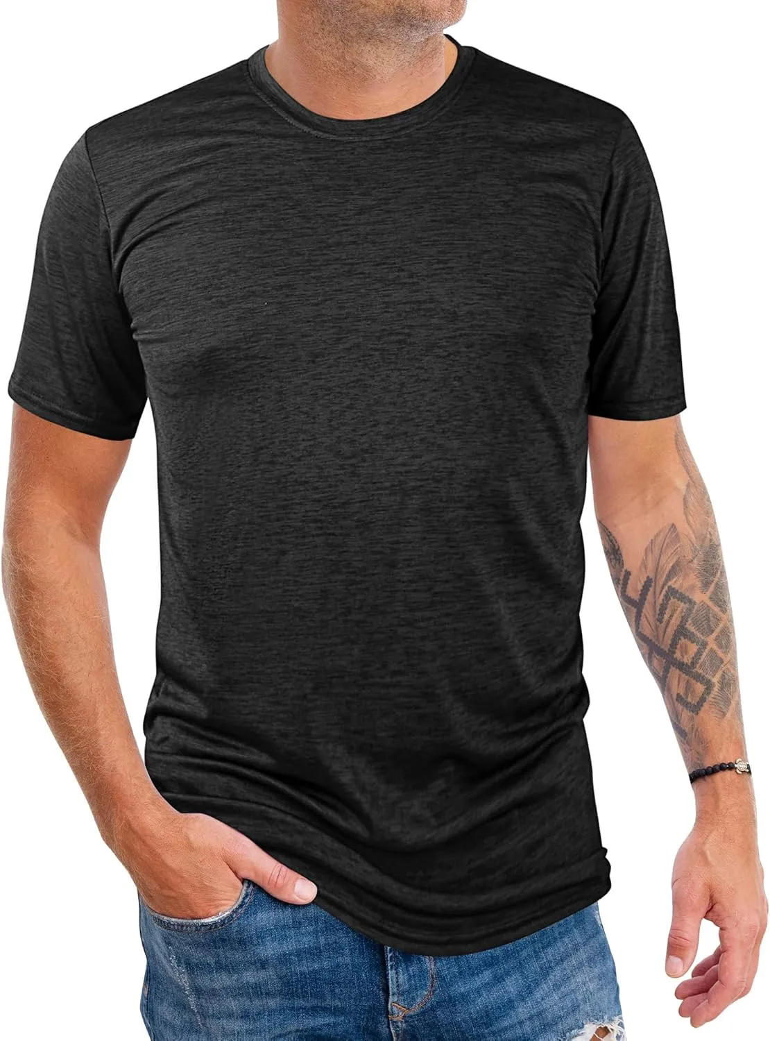 2&5 Pack Men's Sports T Shirts,Crew Neck Breathable Quick-Dry Short Sleeve, Lightweight Tee for Athletic Running