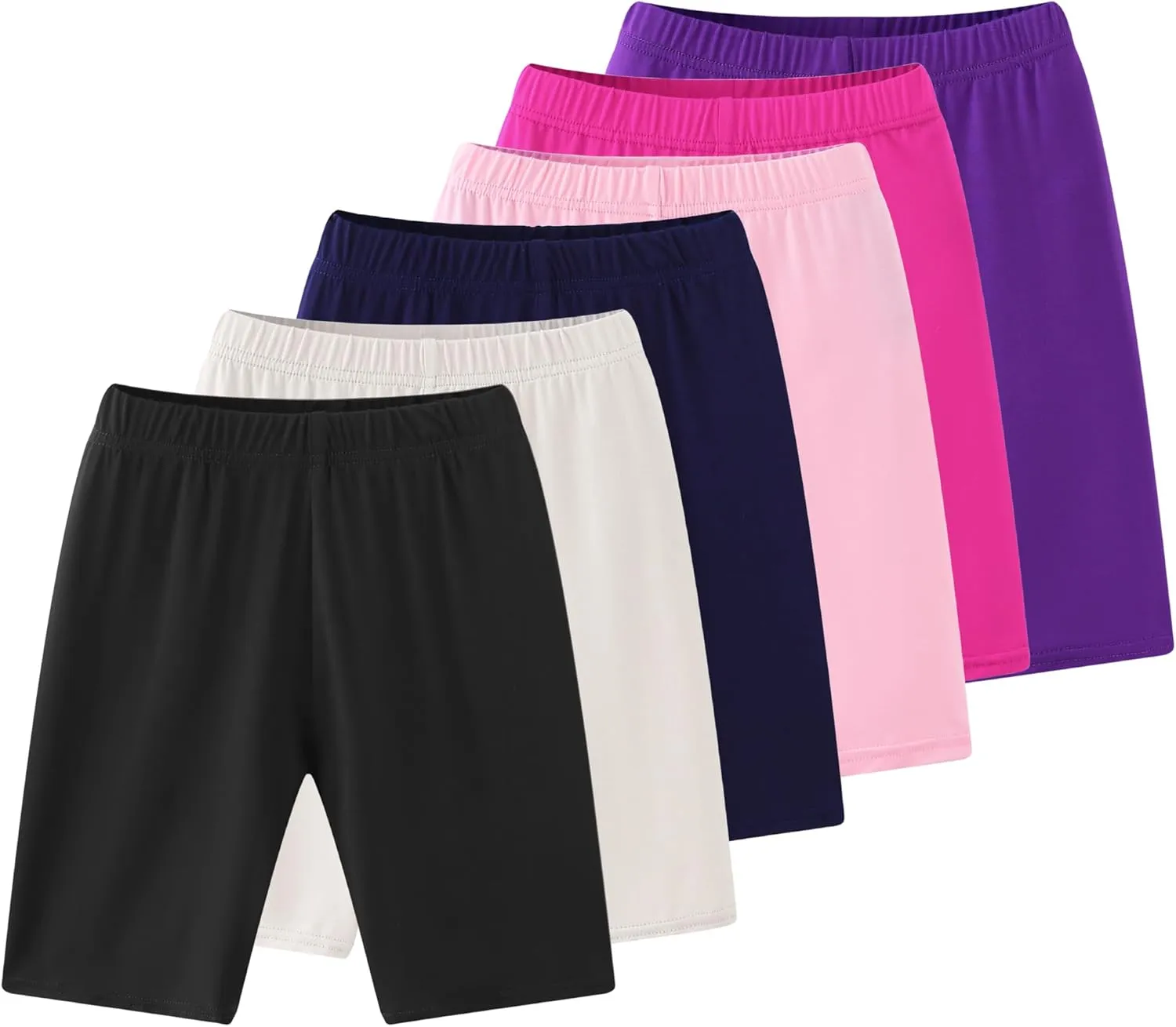 6-Pack Girls' Compression Spandex Shorts for 4-12-Year-Olds | Athletic Wear for Gym, Dance, Yoga, Volleyball & Bike Riding
