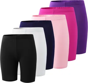 6-Pack Girls' Compression Spandex Shorts for 4-12-Year-Olds | Athletic Wear for Gym, Dance, Yoga, Volleyball & Bike Riding