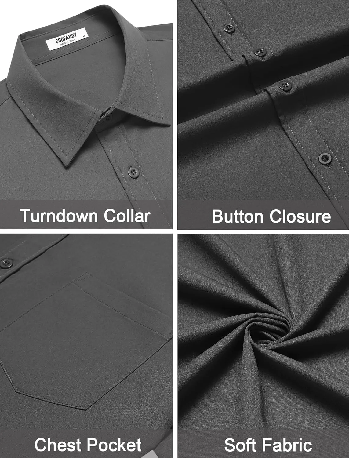COOFANDY Mens Dress Shirts Short Sleeve Business Casual Shirts Regular Fit Casual Button Down Untucked Shirts