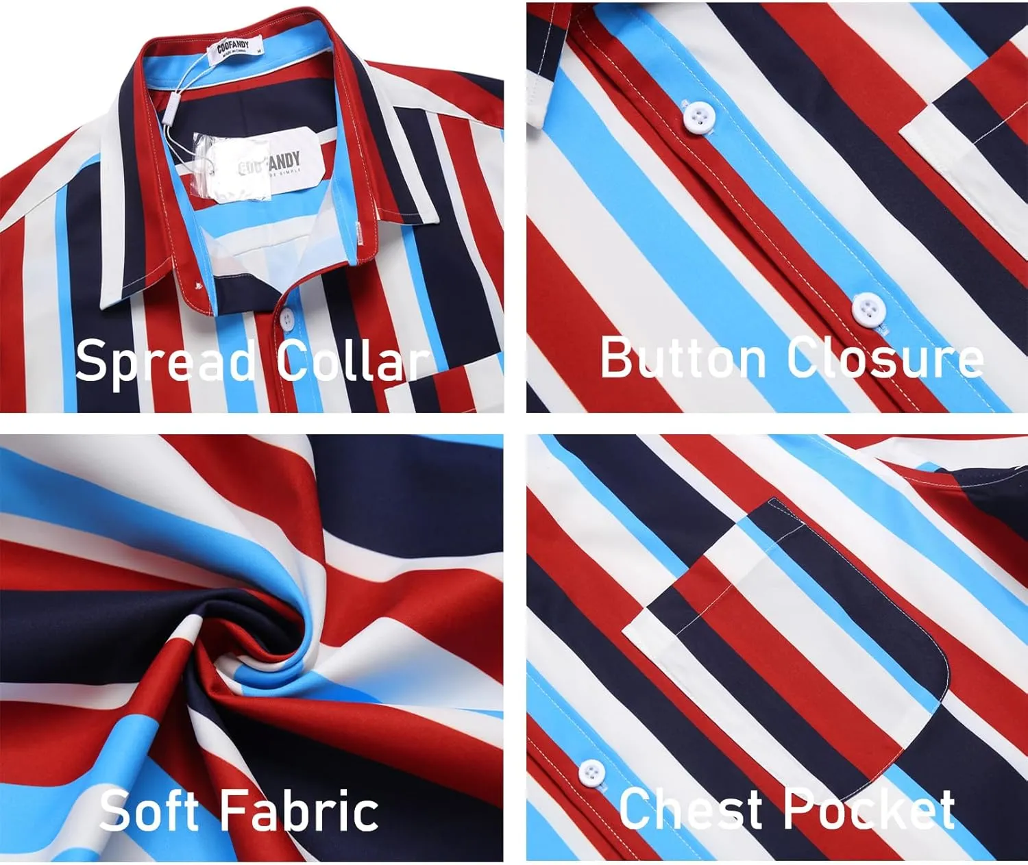COOFANDY Mens Short Sleeve Casual Button Down Shirts Summer Untucked Dress Shirts with Pocket