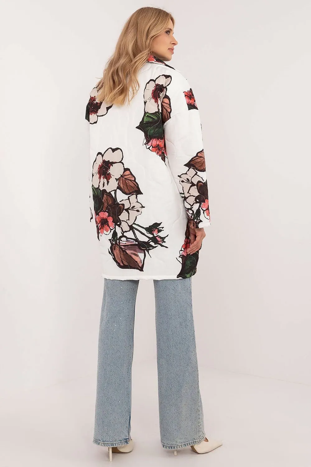 Floral Print Button Jacket White