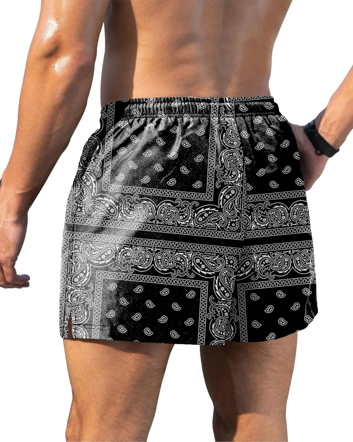 GIISAM Men's Swim Trunks, Bathing Suit 4 inch Inseam Quick Dry Swimsuit Beach Shorts with Compression Liner