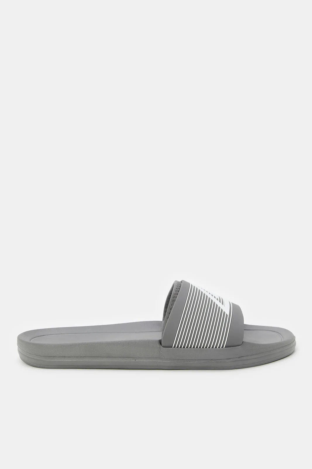 Men Grey Printed Padded Slide