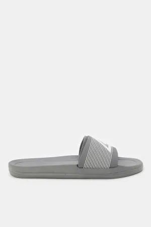 Men Grey Printed Padded Slide