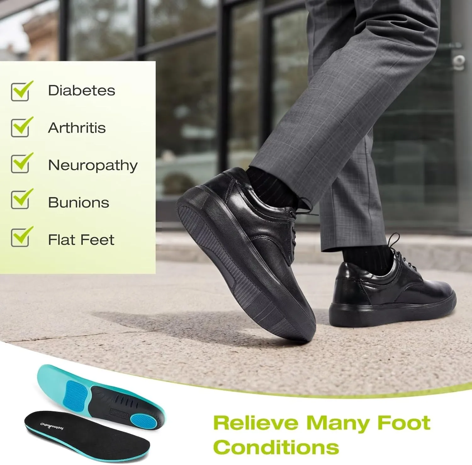 OrthoComfoot Men's Orthopedic Wide Leather Dress Walking Shoes: Comfortable Arch Support Oxfords for Plantar Fasciitis, Orthotic Casual Business Work Shoes for Foot and Heel Pain Relief