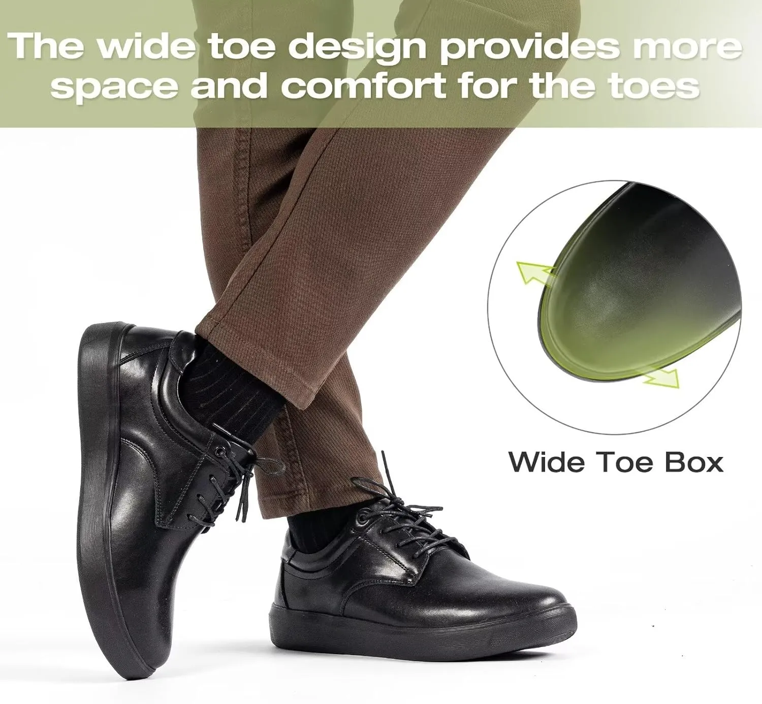 OrthoComfoot Men's Orthopedic Wide Leather Dress Walking Shoes: Comfortable Arch Support Oxfords for Plantar Fasciitis, Orthotic Casual Business Work Shoes for Foot and Heel Pain Relief