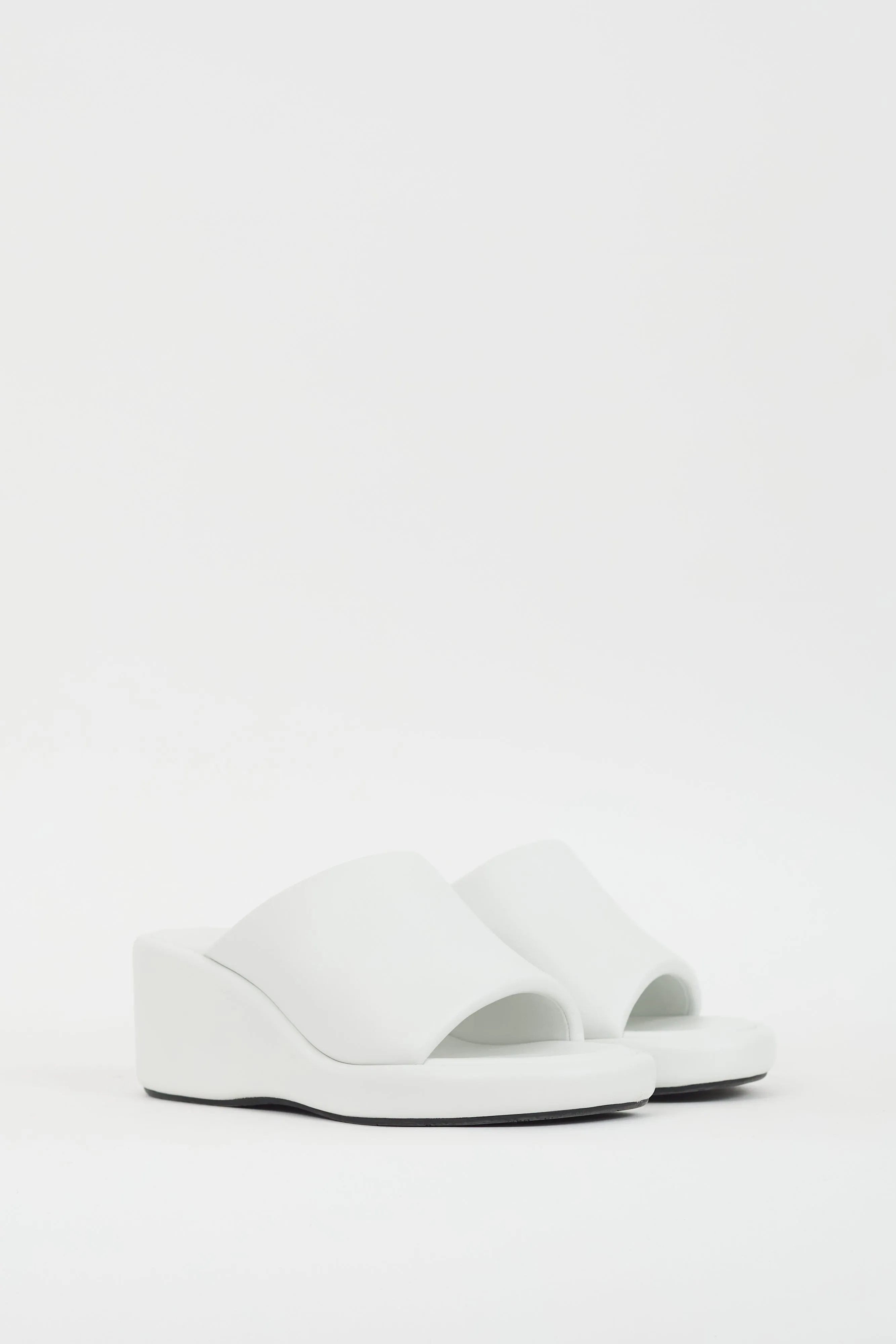 White Leather Logo Wedge Sandal
