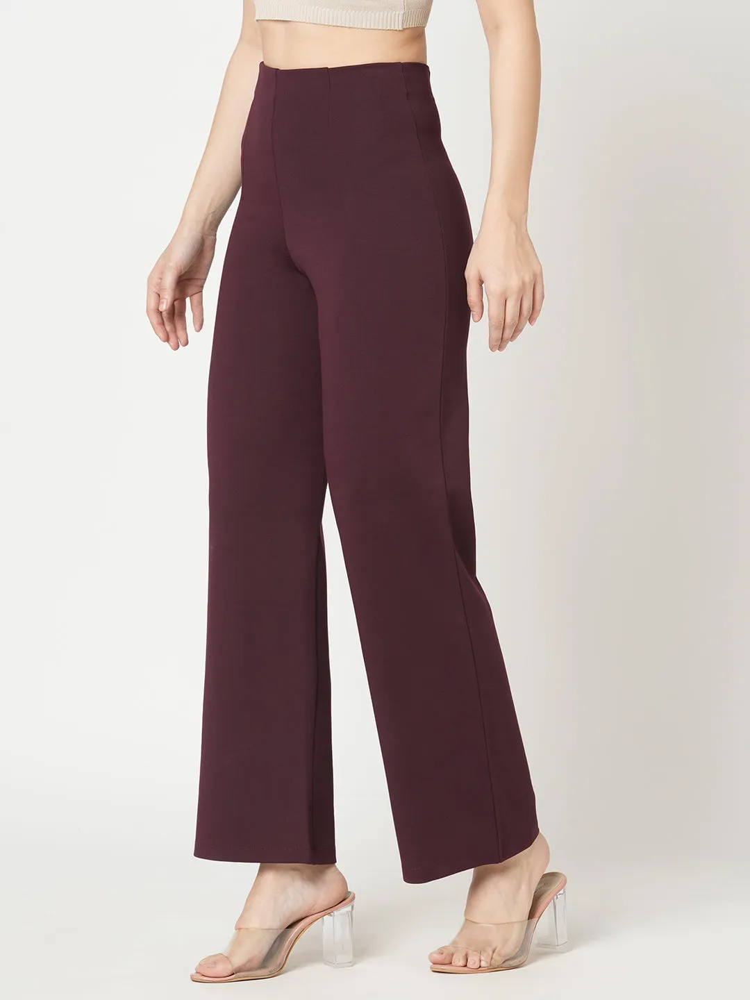 Women Wine Wide Leg Tregging